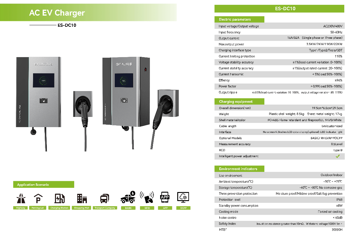 AC EV Charger Model ES-AC10 – 3.5-22KW Smart EV Charging Station - Slide 3